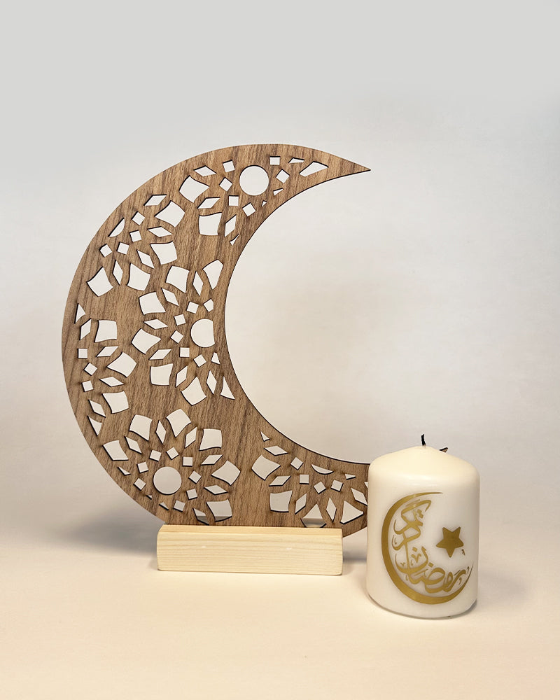 Décoration Lune Ramadan en Bois  - Marron