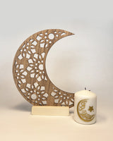 Décoration Lune Ramadan en Bois  - Marron