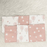 Babymat Lot de 6 Lingettes en Tissu - Montgolfière Rose