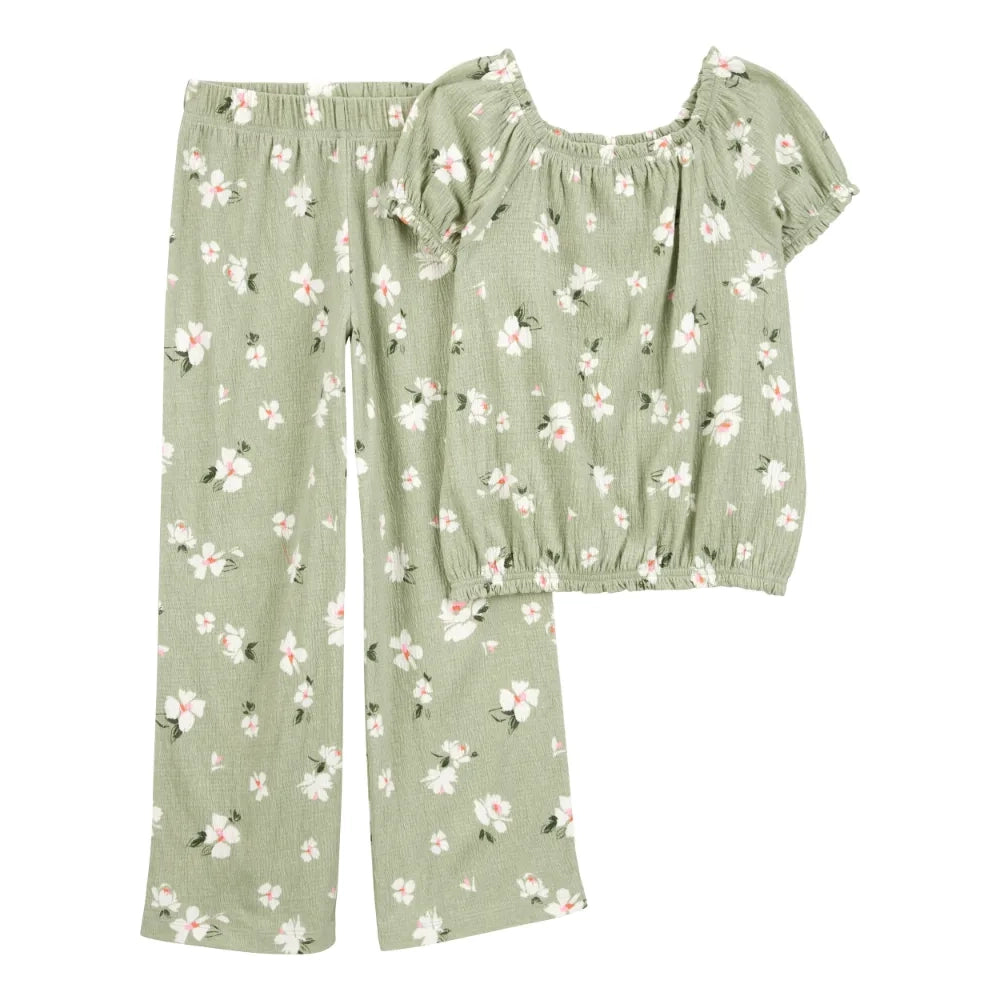 Top y pantalón ancho para niña Carter's - Floreado
