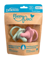 Dr. Brown's Pack of 2 HappyPaci Silicone Pacifiers 0-6M - Pink & Green