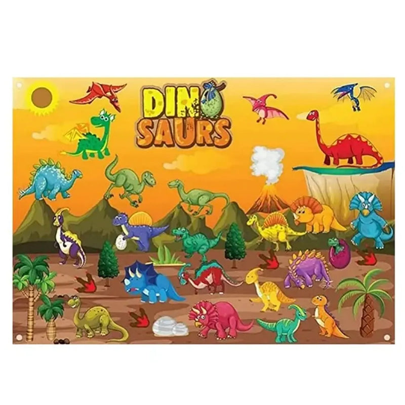 Tapis Mural Éducatif en Feutrine – Thème Dinosaures - 3A+