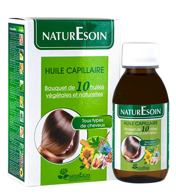 NaturEsoin Huile Capillaire 10 Bain d'Huiles Végétales 125 ml – flacon du produit