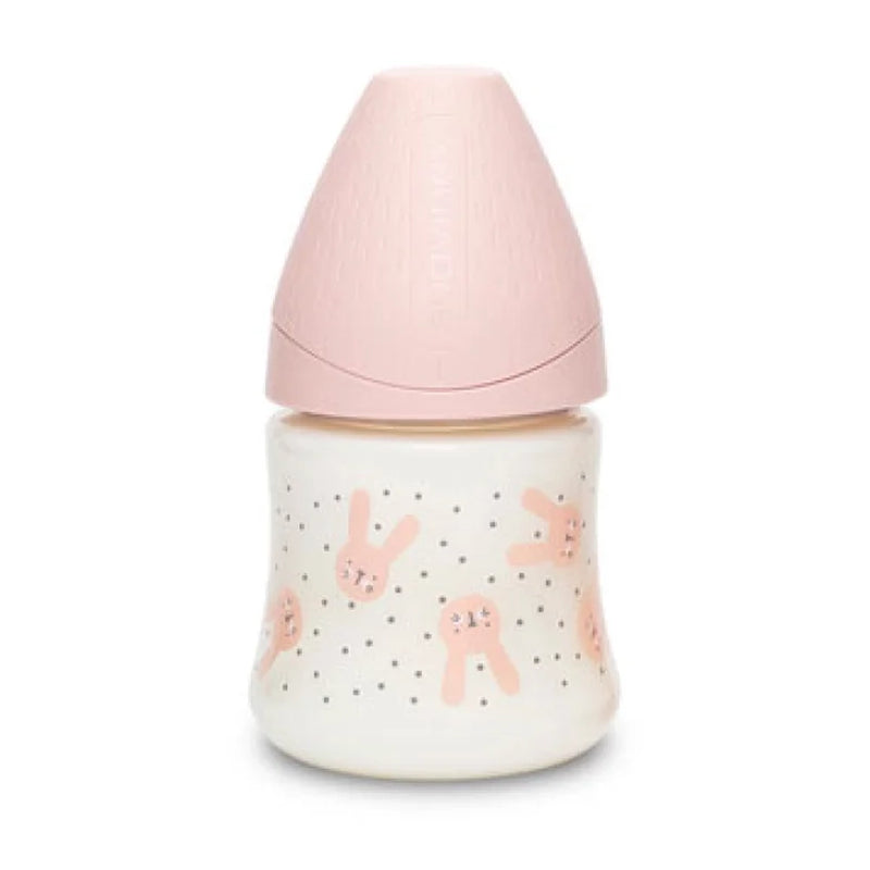 Suavinex Biberón Premium de Poliamida Boca Ancha 150ml - Conejo Rosa