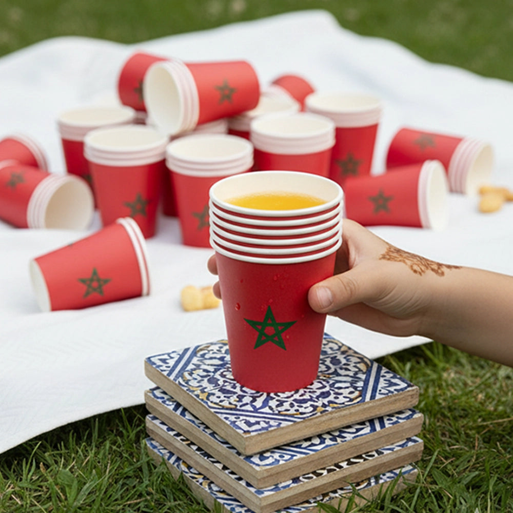 Pack of 10 Cups – Morocco Flag