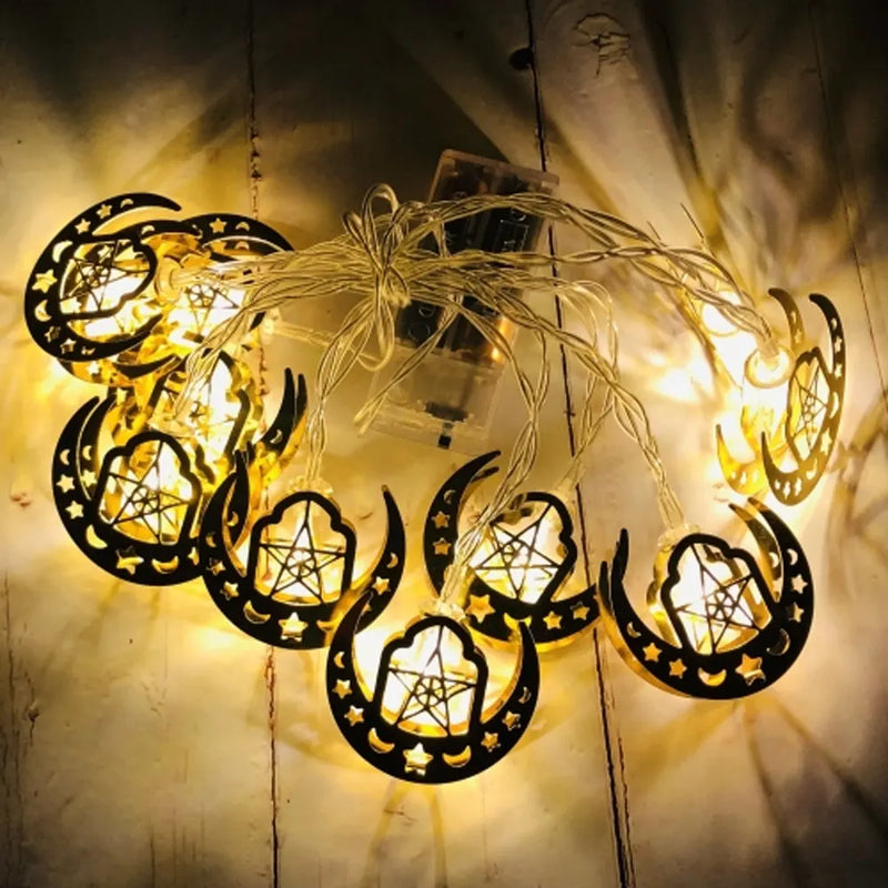 Guirlande Lumineuse LED avec Boîtier à Piles 165cm - Étoile & Lune