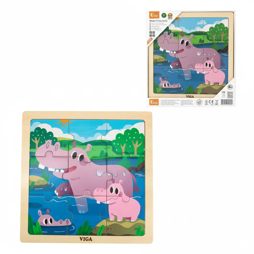 Viga Toys Puzzle 9 Pièces 18M+ - Hippopotame