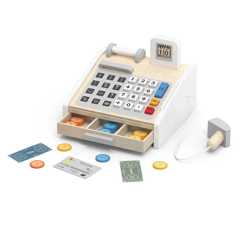 Viga Toys Caisse Enregistreuse Gris & Blanc 3A+