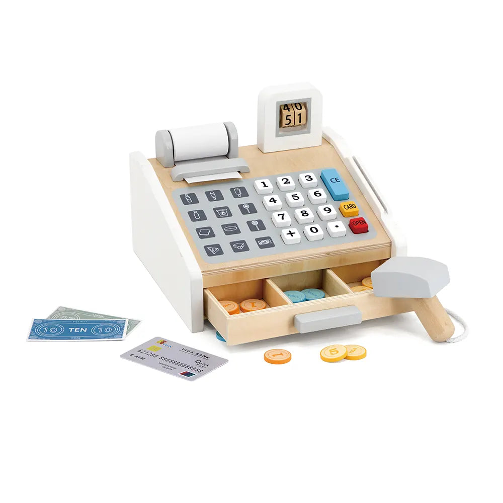 Viga Toys Caisse Enregistreuse Gris & Blanc 3A+