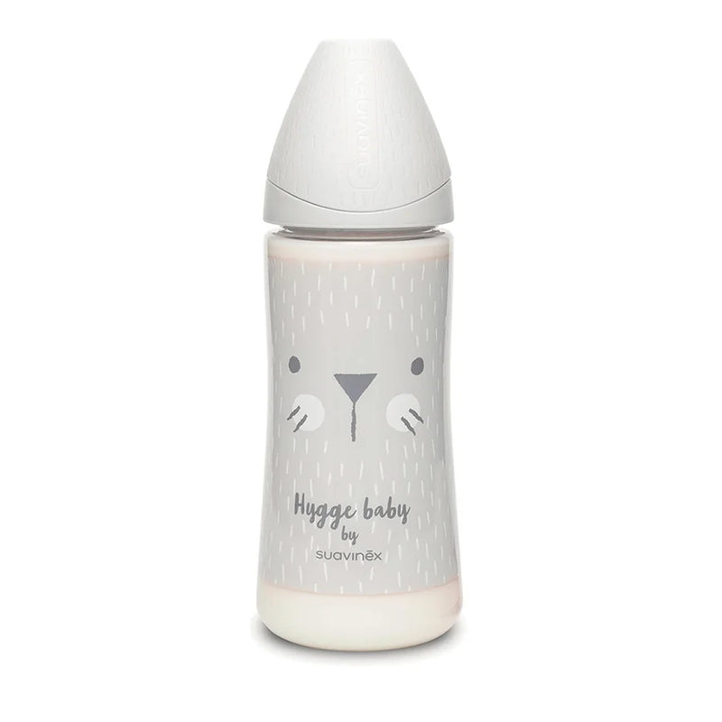 Suavinex Biberón Premium de Poliamida Boca Ancha 4M+ 360ml - Conejo Gris
