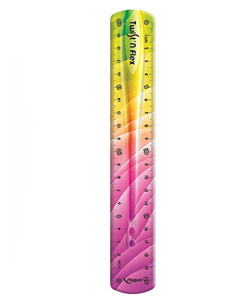 Regla Maped Decorada Twist'n Flex de 20 cm en blister - Rosa y Amarillo