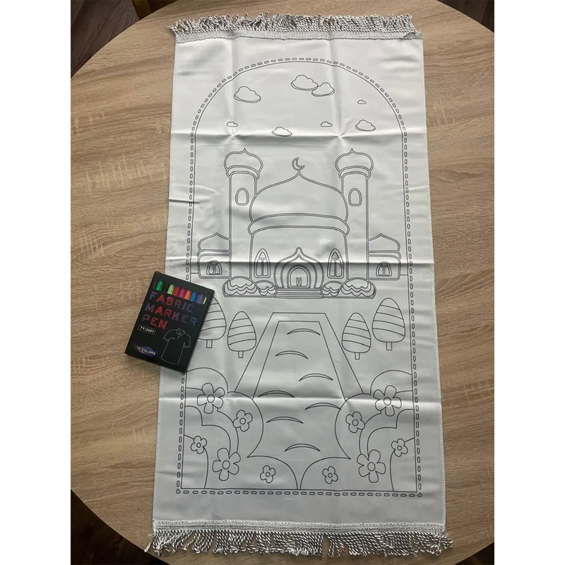 Tapis de Prière à Colorier avec Feutres Textiles 2A+ - Fleurs