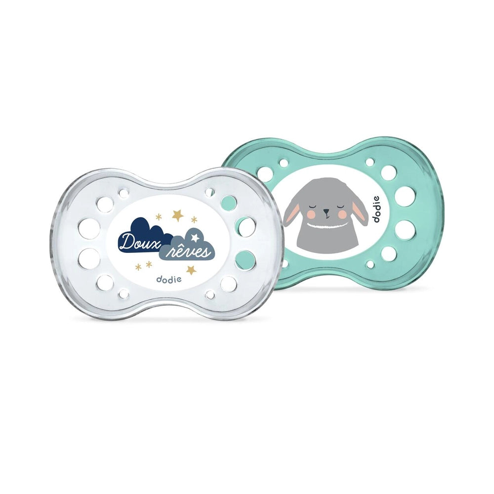 Lot de 2 sucettes Anatomiques Silicone Nuit Dodie - 6m+