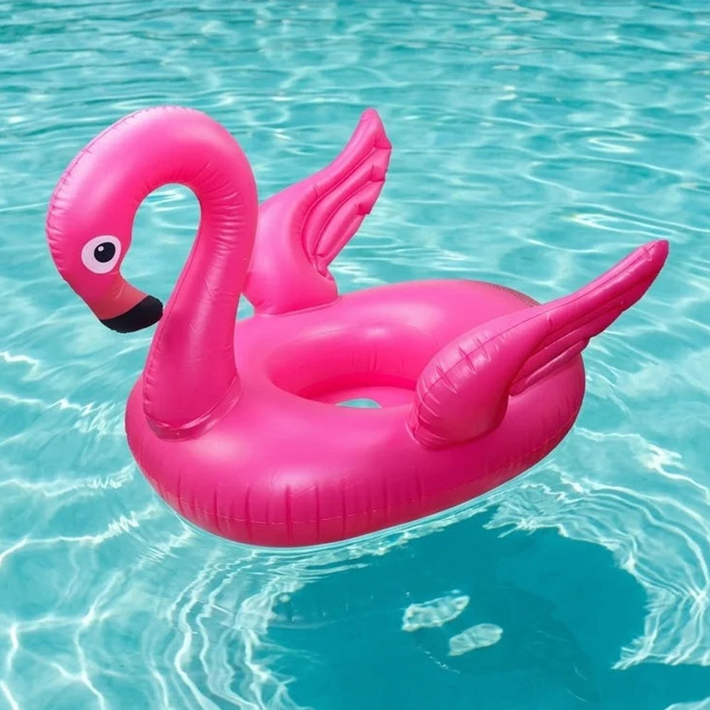 Flotador de anillo inflable con cabeza y alas modelo 3D - Flamenco rosa