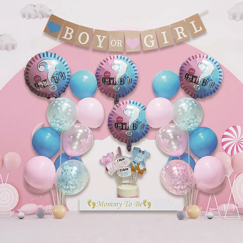 Kit de Decoración para Revelación de Género Niño o Niña - Rosa y Azul