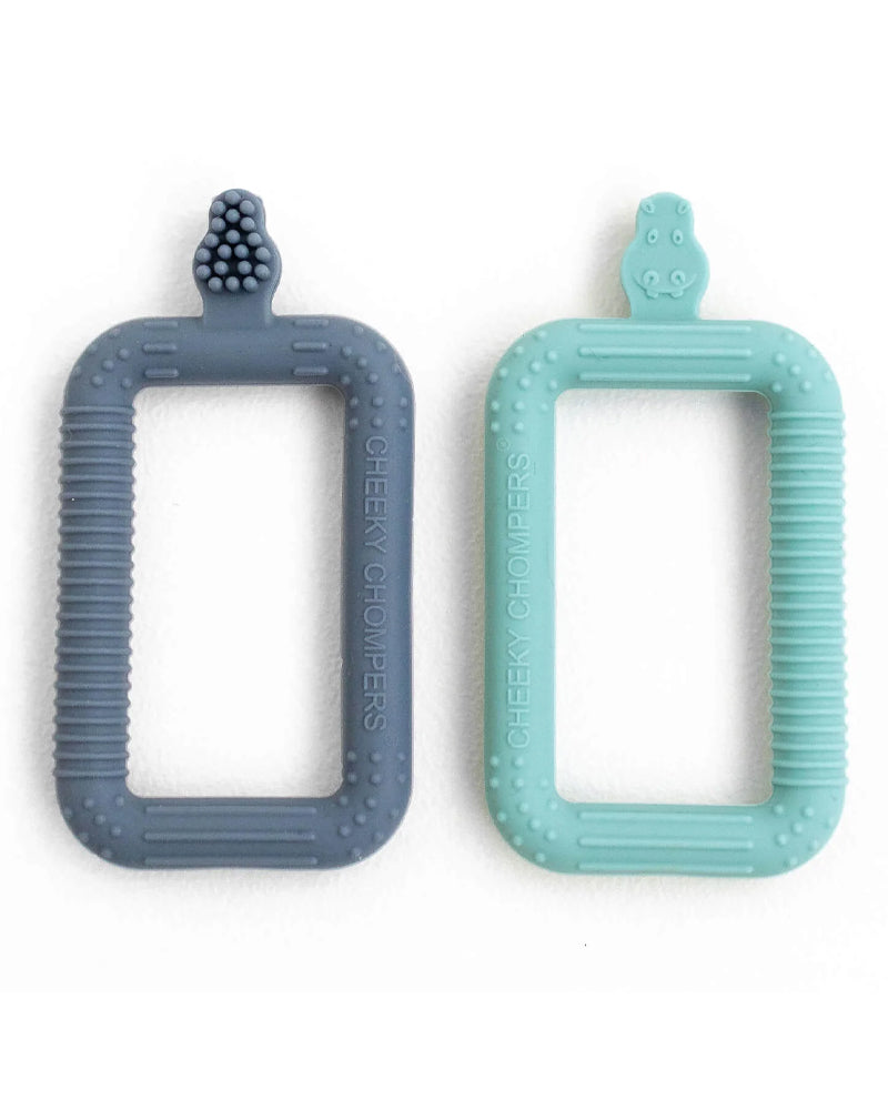 Set de 2 cepillos de dientes para bebé Cheeky Chompers - Gris y Menta - 0-3A
