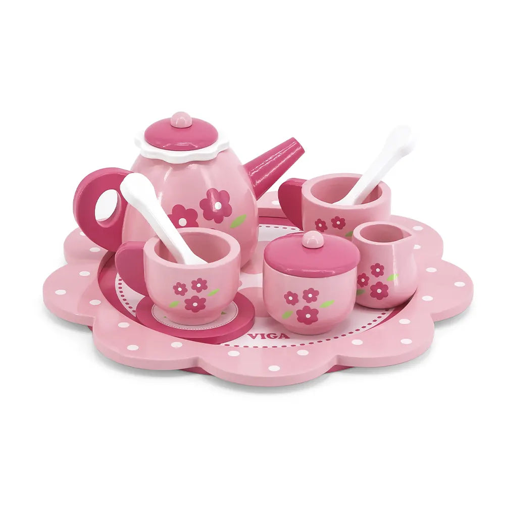 Viga Toys Service Pause Thé avec Plateau Rose 18M+