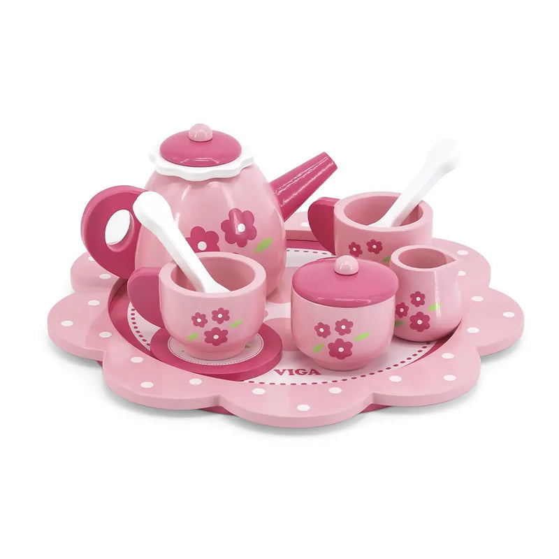 Viga Toys Servicio Tea Break con Bandeja Rosa 18M+