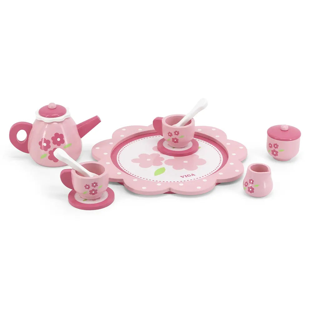 Viga Toys Service Pause Thé avec Plateau Rose 18M+
