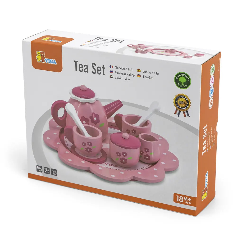 Viga Toys Service Pause Thé avec Plateau Rose 18M+
