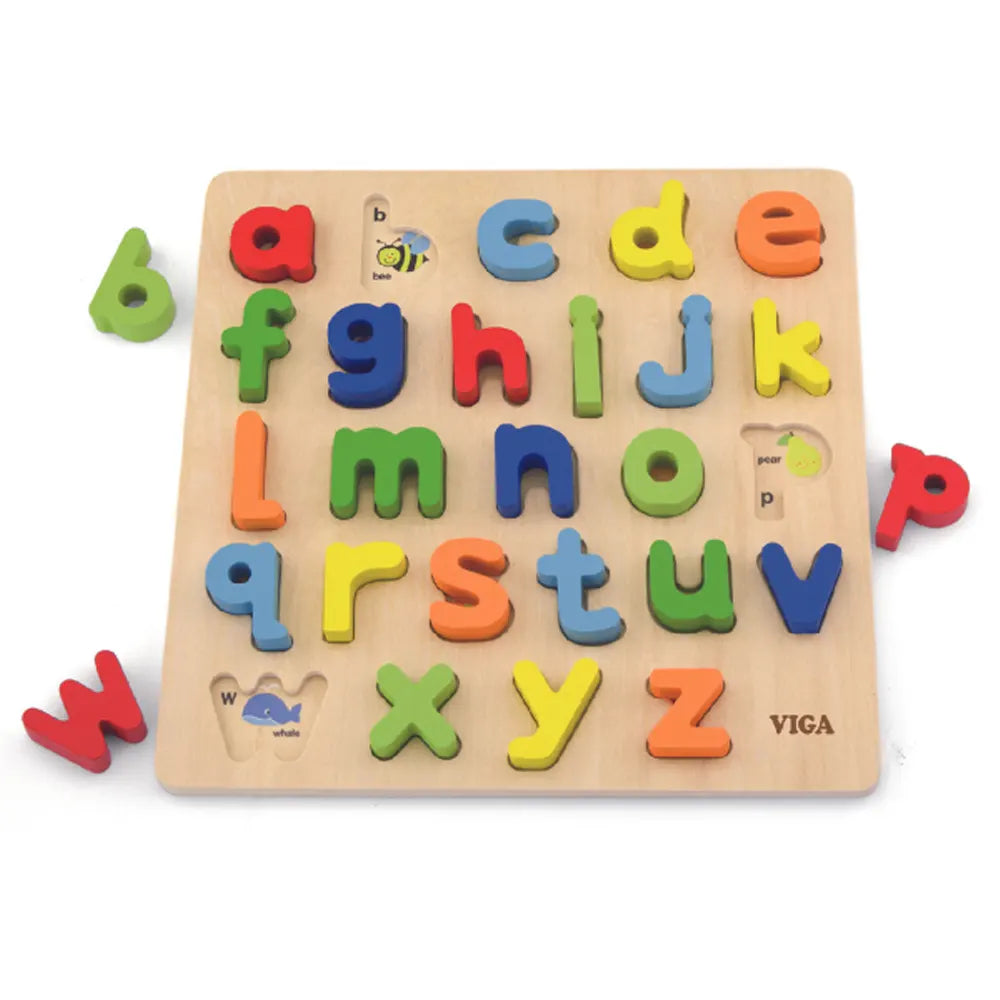 Viga Toys Wooden Lowercase Alphabet Puzzle – 3Y+