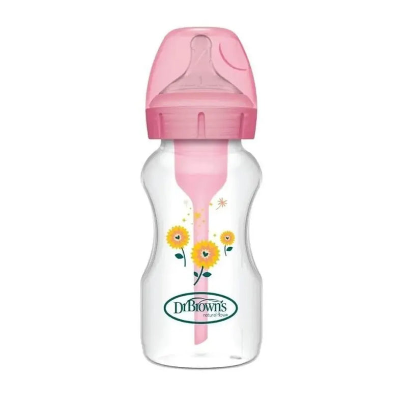 Dr. Brown’s Options+ Anti-Colic Baby Bottle, Wide Neck, Pink, 270 ml