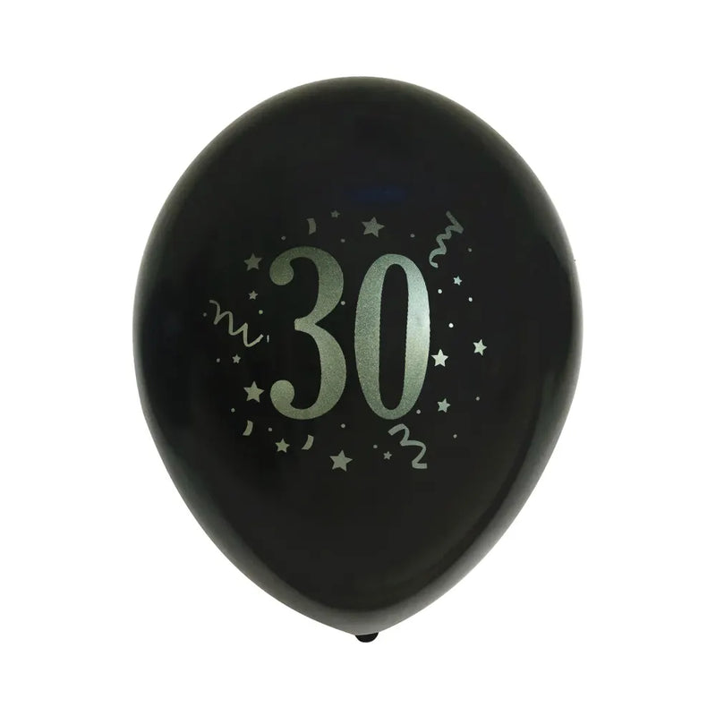 Set de 8 Globos de Látex Impresos con el Número 30 – 30cm