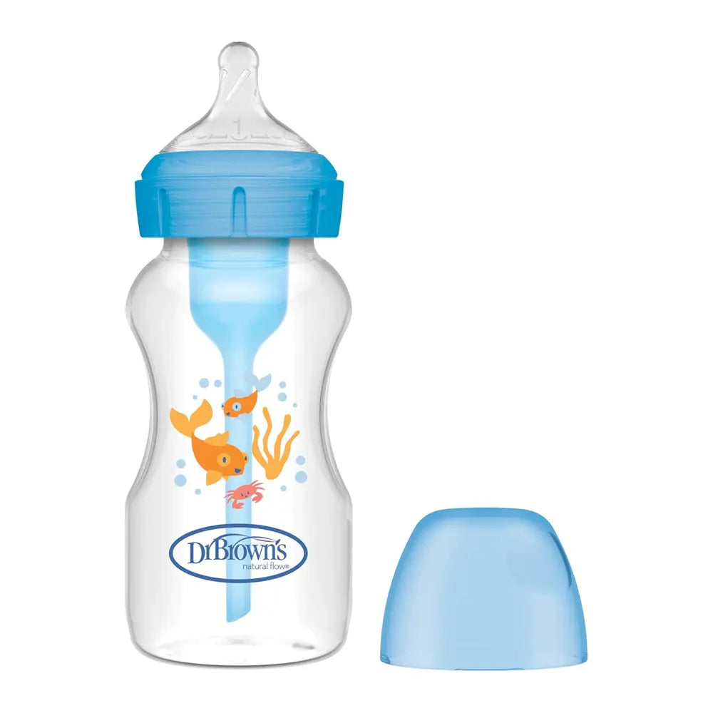 Dr. Brown’s Biberon Anti-Colique Options avec Col Large Bleu 270 ml