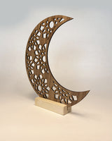 Décoration Lune Ramadan en Bois  - Marron