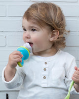 Nûby Grignoteur Nibber pour Fruits & Légumes & Biscuits 6M+ - Vert & Bleu Ciel