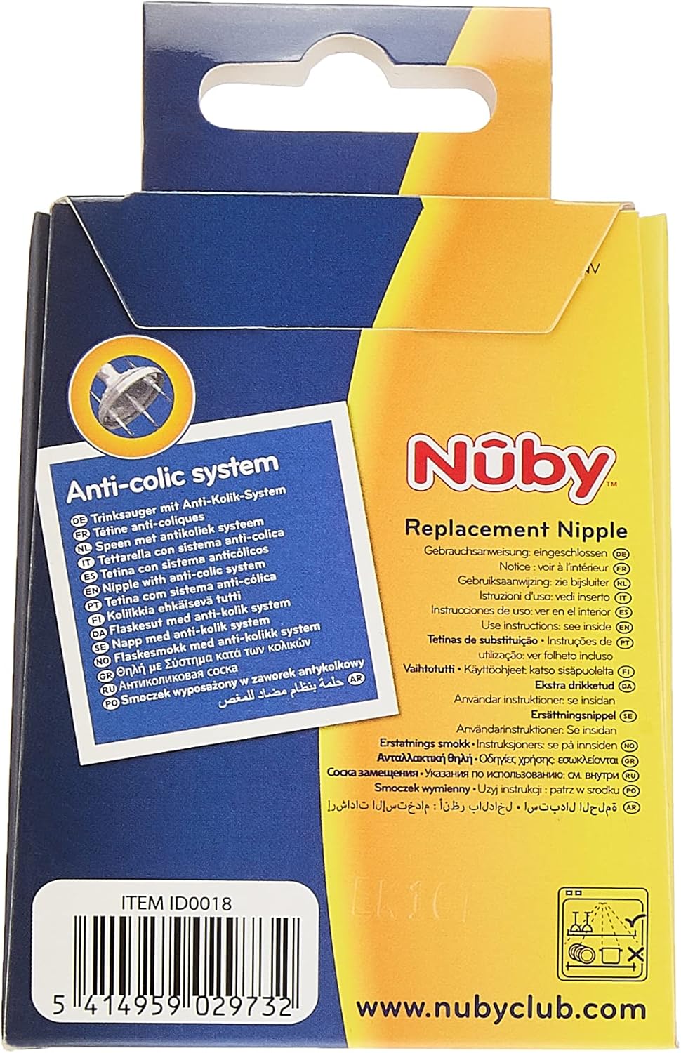 Nuby Set of 2 Anti-Colic Nipples 1.2.3 Flow - 0m+