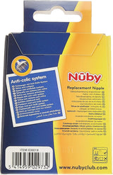 Nuby Set of 2 Anti-Colic Nipples 1.2.3 Flow - 0m+