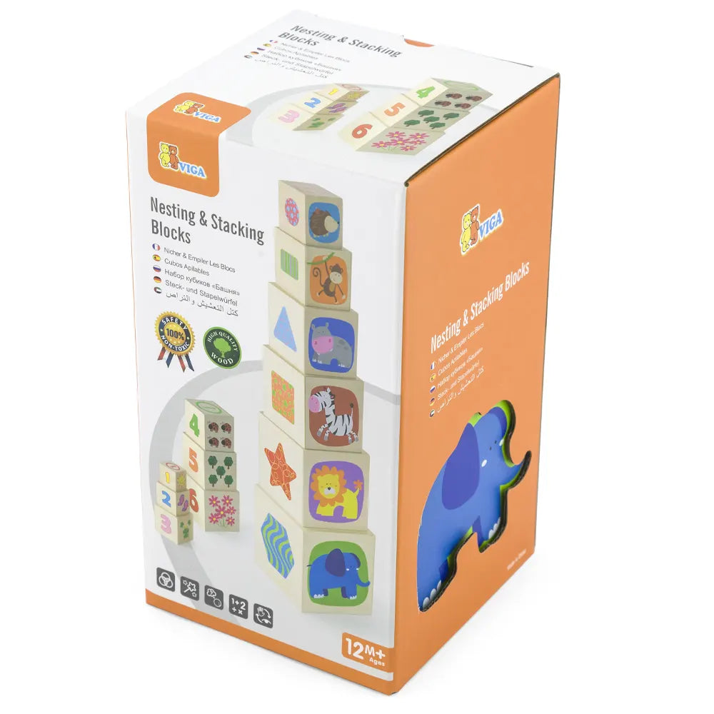 Viga Toys Blocs de Bois Tour avec Chiffres – 12M+