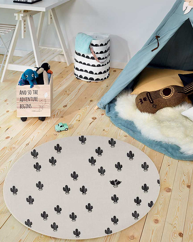 Tapis Rond Prickly One MD 90x90 cm Un Amour de Tapis - Blanc