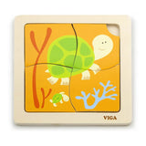 Viga Toys Puzzle Plat Tortue en Bois – 12M+