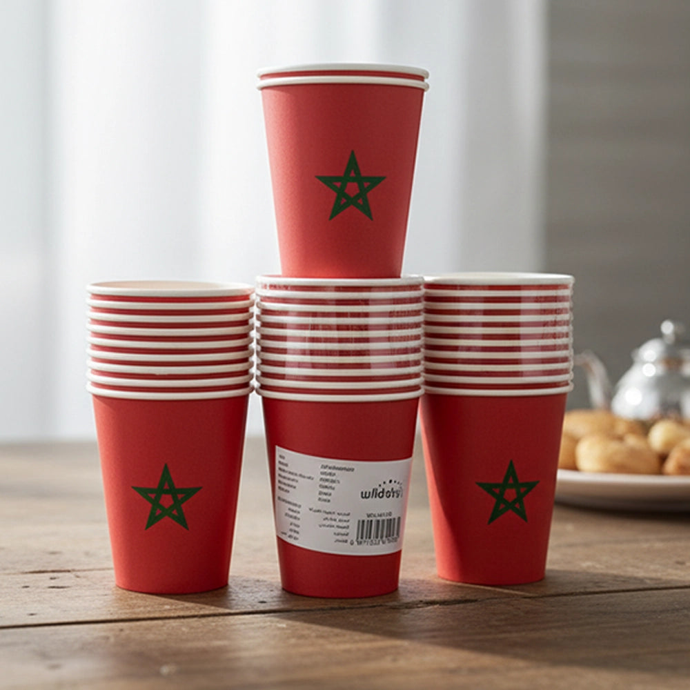 Pack of 10 Cups – Morocco Flag