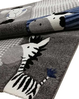Tapis ZOO Bleu & Gris & Noir