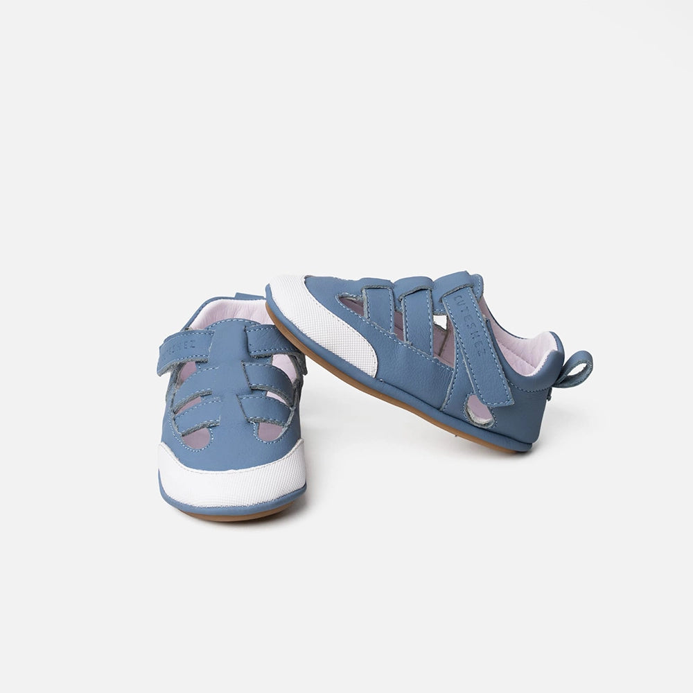 Cuteshez Sandalias para primeros pasos de cuero suave - Azul