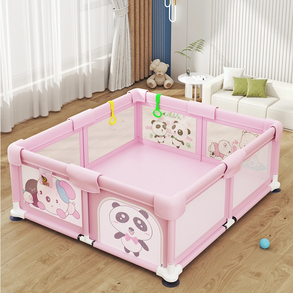 Parc de Jeux (90x19x28cm) avec Barrière de Sécurité - Rose