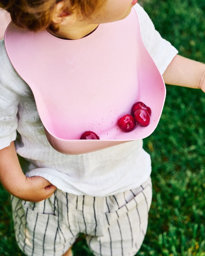 Bavoir MINIKOIOI en Silicone Avec Tour du Cou - Rose