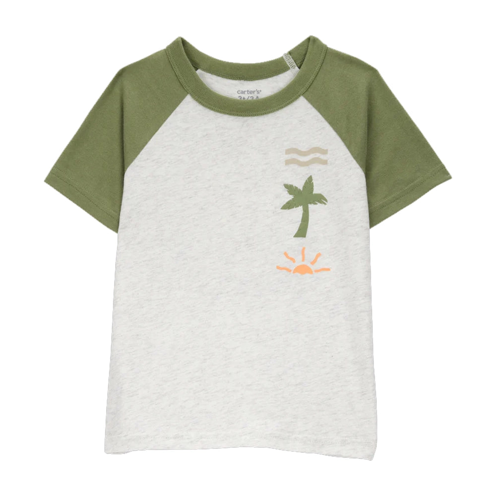 T-shirt à Manches Courtes Garçon Carter's - Tropical Gris & Vert