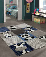 Tapis Carré ZOO Un Amour de Tapis - Bleu & Gris & Noir