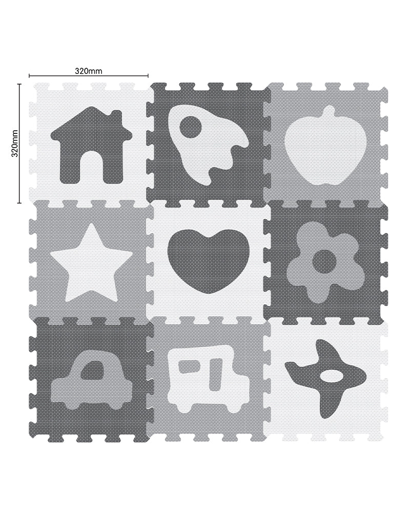 Sunta Tapis Puzzle Mix 9 Pièces - Gris & Blanc