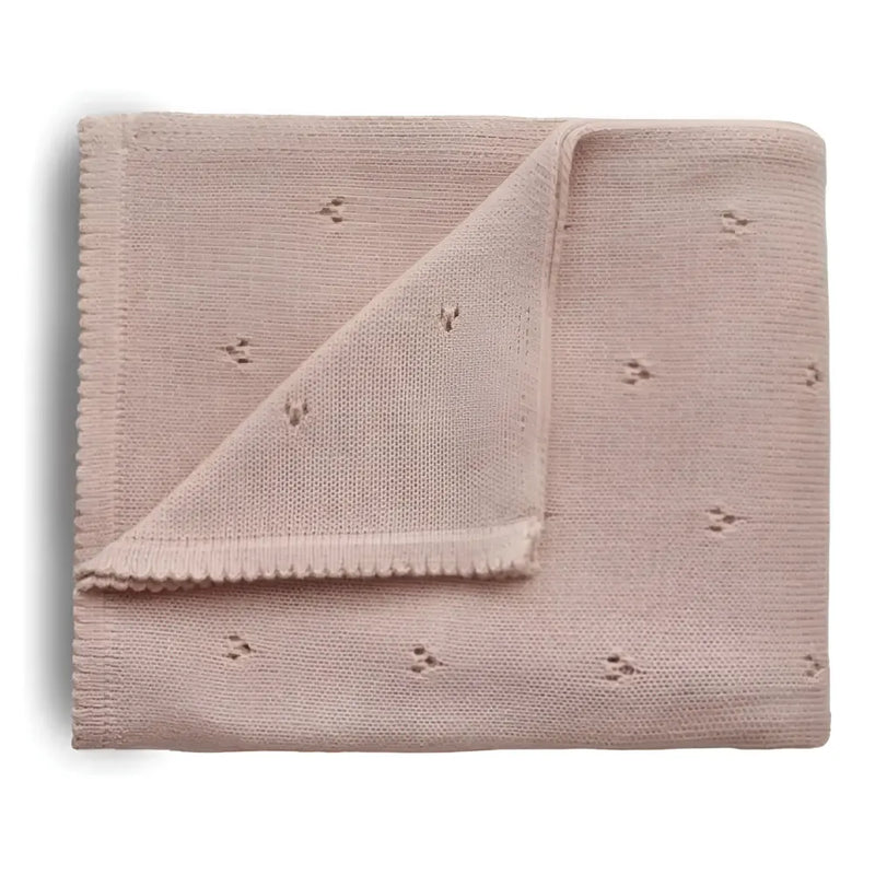 Mushie Knitted Ribbed Blanket - Blush Stitch