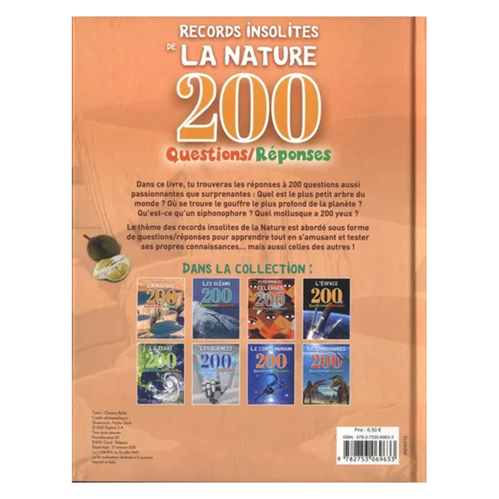 Piccolia Livre 200 Questions/Réponses - Records Insolites de la Nature 