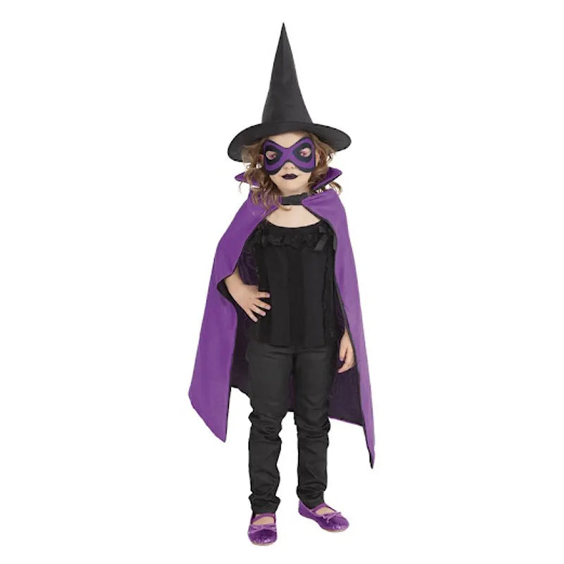 Witch Cape, Mask & Hat Set - Purple