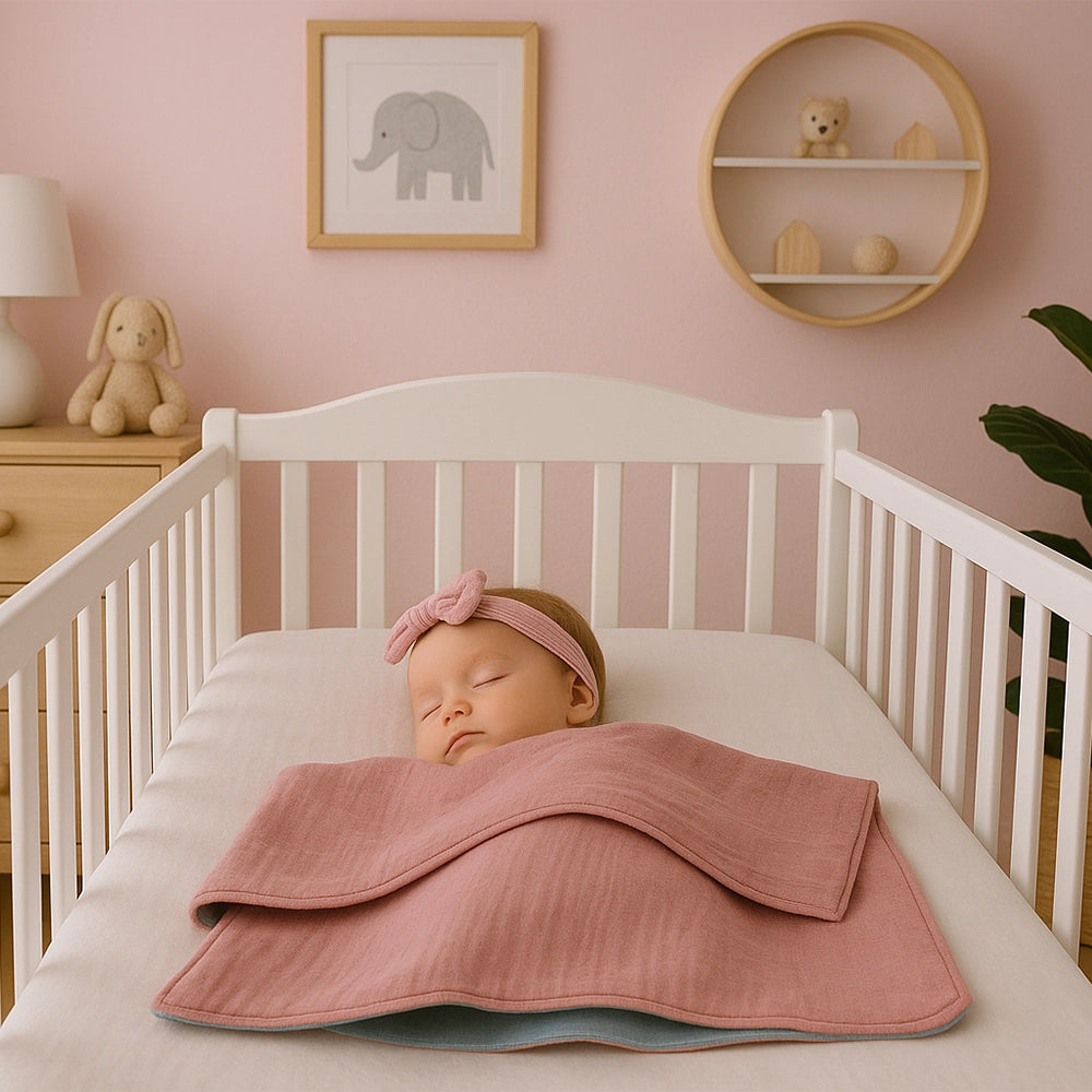 Couverture Mi-Saison Babymat 100x100cm - Rose & Bleu