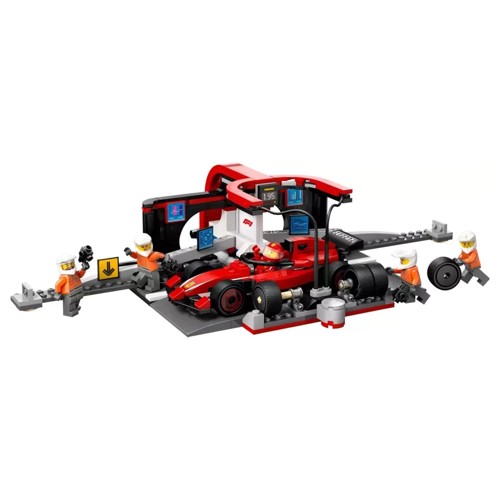 Lego Pit Stop & Pit Crew with Ferrari Car 6A+