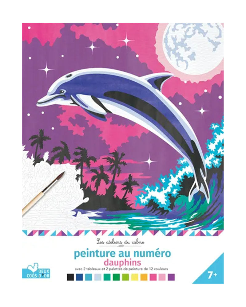 Peinture Au Numéro - Dauphins- Cahier Avec Palette Et Pinceau