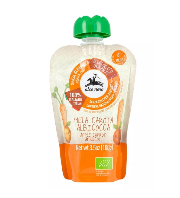 Purée bio Alce Nero pomme carotte abricot 100 g – pot